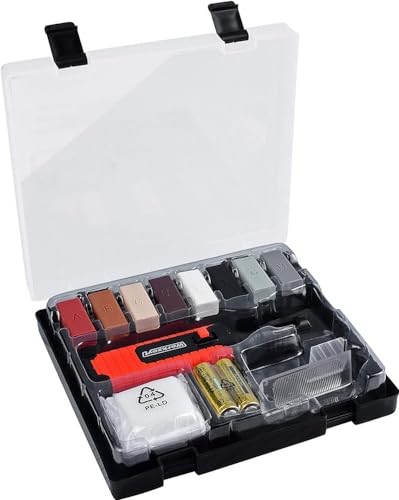 Werkzeyt B27692 Tile Repair Kit 14 Pieces - 8 Different Shades - Includes Wax Melter, Planer & Sanding Sponge - Suitable for Smooth Surfaces of All Types/Repair Kit for Stone