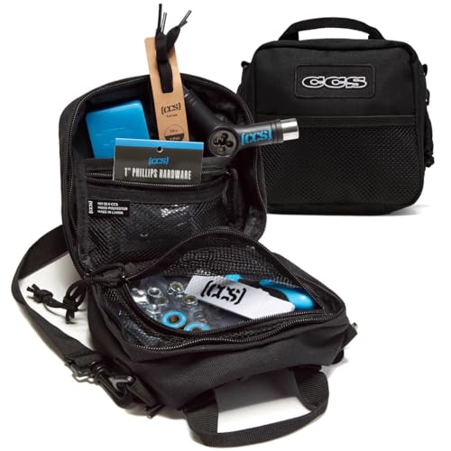 [CCS] Emergency Skate Kit | Hardware, Grip & Skate Tool, Bearings, Wax, & Shoe Laces Options | Skate Trip Essentials | Utility Bag Included Emergency Skate Kit – Deluxe, Black