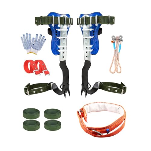 Tree Climbing Spikes, Adjustable 304 Stainless Steel Tree Pole Climbing Shoes Tool with Non Slip Pedal for Logging, Hunting Observation, Fruit Picking