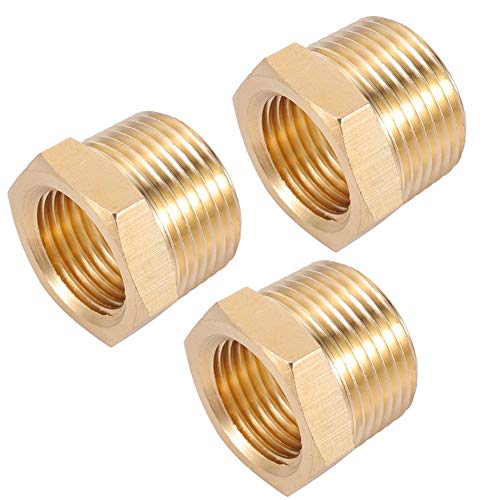 Brass Pipe Fitting,3/4 Inch NPT Male to 1/2 Inch NPT Female Brass Pipe Hose Tube Fitting Hex Head Bushing Adapter Convert (3, 1/2 NPT female x 3/4 NPT male)