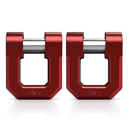 RENO 3/4" D Ring Shackle, 68,000 lbs Break Strength with 7/8" Inch Pin Universal Use with Tow Strap Winch for Off-Road Truck ATV UTV SUV Recovery Towing Trailer (Aluminum, 2 Pack, Red)