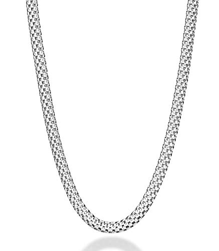 Miabella 925 Sterling Silver Italian 4mm Mesh Link Chain Necklace for Women, Made in Italy (Length 16 Inches)