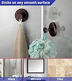 HOME SO Suction Cup Hooks for Shower, Bathroom, Kitchen, Glass Door, Mirror, Tile – Loofah, Towel, Coat, Bath Robe Hook Holder for Hanging up to 15 lbs – Waterproof & Rustproof, Dark Bronze (2-Pack)