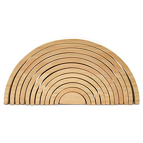 Large Wooden Rainbow Stacker Arches, Set of 12 pcs., Natural and Unfinished Stacking Rainbow, by Woodpeckers