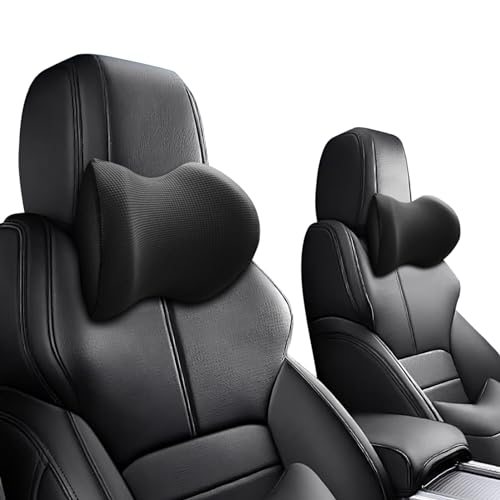IQQI 2pcs Car headrest Pillow,100% Memory Foam, Professional 3D Design Car Neck Pillows,for Driving Home Office（Black, Pack of 2）