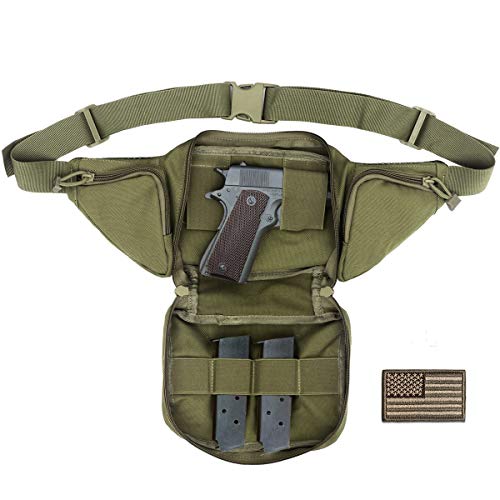 Tactical Fanny Pack for Men & Women, Concealed Carry Fanny Pack for Men, Adjustable Waist Bag, Compact Travel Belt Bag, CCW Fanny Pack with U.S Flag Patch