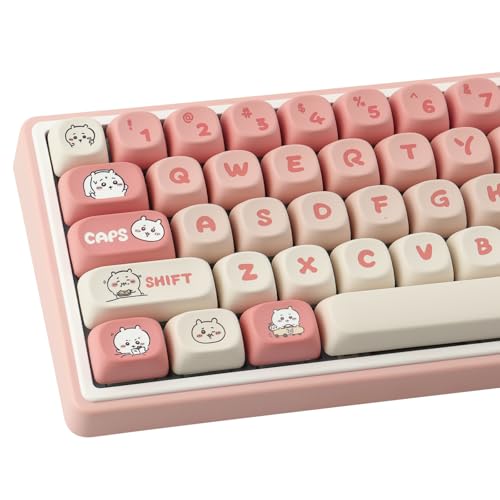 TYRIXKI PBT Keycaps 139 Keys MOA Profile Cute Keycaps Dye-Sublimation Pink Kawaii Anime Keycap Set Custom Keycap for Cherry Gateron MX Switches Mechanical Keyboards