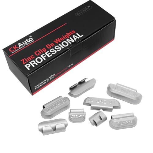CKAuto 100Pcs P Series Zinc Clip on Wheel Weights Assortment, 0.25oz, 0.5oz, 0.75oz, 1.0oz, 25pcs for Each Size Fit for Steel Wheel