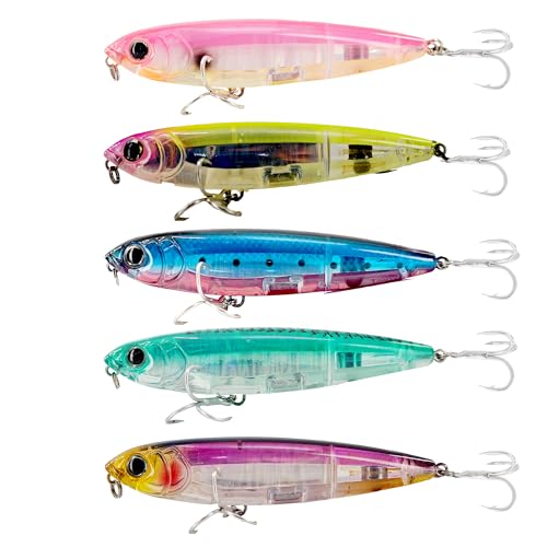 Keencatch Topwater Fishing Lure, Floating Stickbait for Freshwater/Saltwater, Slippery Walk-The-Dog Lure for Bass Fishing