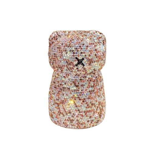 Diamond Thermos Flask,Thermal Bottle,Rhinestone Water Bottle,Bling Coffee Mug With Lid And Handle,120ML Mini Cartoon Crystal Luxury Travel Water Cup(Brown)