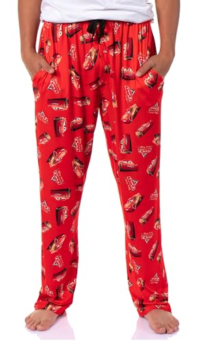 Disney Cars Men's Lightning McQueen with Logo Design AOP Adult Lounge Sleep Pajama Pants (3X-Large)