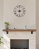 SkyNature 14 Inch Vintage Black Roman Wall Clock, Battery Operated, Silent, Ideal for Living Room, Kitchen, Patio - Black