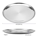 ZEONHEI 4 Pack 12 Inch Silver Stainless Steel Plates, Round Silver Metal Dinner Plates, Dishwasher Safe Stainless Steel Serving Dishes for Home, Camping, Barbecue