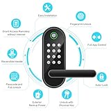 Keyless-Entry Fingerprint Smart Door Lock: Sifely Digital Electronic Lock with Code Passcode, Electric Door Knob, Biometric Door Handle Lock, Perfect for Exterior/Interior/Entry/Bedroom Doors (Black)