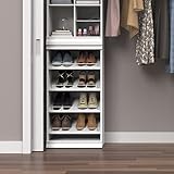 ClosetMaid Modular Storage Angled Shelves, Wood Closet Organizer Adjustable, Stacking, Full Backer, Decorative Trim, White, Shoe Shelf Unit