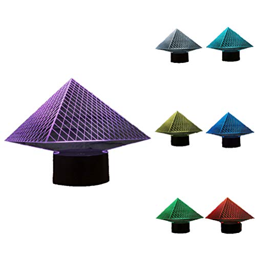 ZLTFashion 3D Visual Optical Illusion Colorful LED Table Lamp Touch Cool Design Night Light Christmas Prank Gifts Romantic Holiday Creative Gadget (Pyramid)