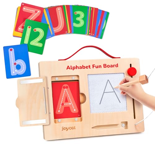 JoyCat Wooden Magnetic Letter Tracing Board,Alphabet and Number Writing Board for Toddlers ABC Letters Uppercase & Lowercase Practicing Learning Education Toys