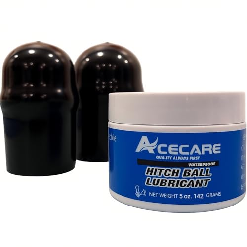 ACECARE 5oz Trailer Hitch Ball Lubricant with 2 PCS of Trailer Hitch Ball Cover - Reduces Friction & Wear on Hitch Balls, King Pins, Hitch Locks | Essential Camper & Travel Trailer Accessory