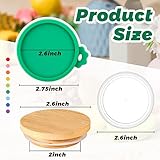 Mumufy 27 Pcs Yogurt Jar Lids Clear Plastic Silicone Bamboo Wood Container Lids with Silicone Sealing Rings Reusable Replacement Covers Compatible with Oui Yogurt Jars