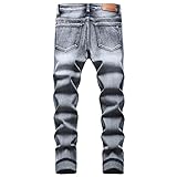 JUNBAOSS Men's Skinny Slim Fit Ripped Distressed Stretch Jeans Pants Men's Ripped Jeans Distressed Straight Destroyed Slim Fit Jeans Mens Ripped Slim Straight Fit Moto Biker Jeans with Zipper Deco