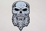 Beard Viking Skull Embroidered Patch for Back. Iron On. Size: 5.4 X 11 inches