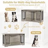 Rovibek 61'' Double Dog Crate Furniture for 2 Dogs, Large Double Dog Kennel Furniture TV Stand, Heavy Duty Dog Crate, Furniture Style Dog Crate End Table, Wood Crates for Dogs Kennel Indoor