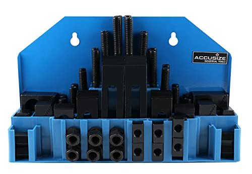 Accusize Industrial Tools 58 Pcs Deluxe Steel Clamping Kits, Table Slot 5/8'', Stud Size 1/2''-13, 4230-2626
