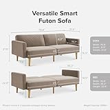 mopio Futon Sofa Bed, Small Couch, Sleeper, Loveseat, Mid Century Modern Futon Couch, Sofa Cama, Couches for Living Room (Mocha Brown Premium Velvet)