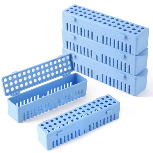 JMU Dental Instrument Sterilizat Case 5 Packs, Plastic Autoclave Cassette Case, Blue