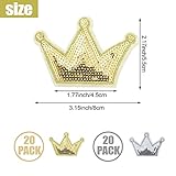 40 Pack Crown Sequin Decorative Patches Silver Gold Iron on Clothes Appliques for Scratch Cover DIY for Jeans, Dress, Jackets, Clothing, Curtains, Handbag, Shoes, Scrapbooking