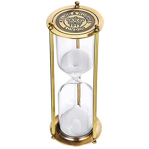 Vintage Sand Timer 1 Minute Hourglass,5.1 Inch Mini Sand Clock,Antique Brass Sand Watch 1 Min, Antiguo Reloj De Arena 1 Minuto,Metal Unique Glass Sandglass for Gift Game Kitchen Home Office Decoration