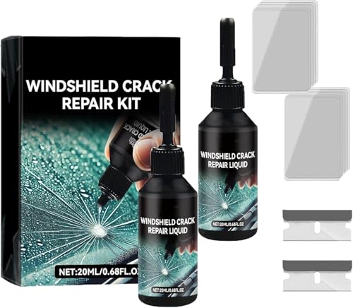 Aelyafle 2PCS Windshield Crack Repair kit,Glass Repair Liquid for Cracks，Quick Fix Windshield & Glass Repair Tools，DIY Automotive Glass Repair，Lasting Results (2pcs)