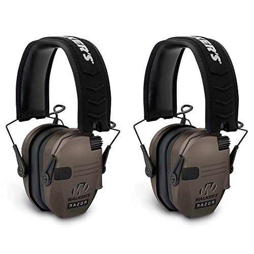 Walker's 2-Pack Electronic Hearing Protection Earmuffs, Razor Slim Shooter, Dark Earth