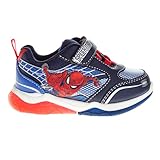 Marvel Spiderman Shoes LED Lightup Shoe - Spidey Sneakers Easy Slipon Laceless Strap Closure Casual Athletic Sneaker for Kids Boys - Navy (Size 9 Toddler)