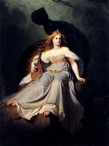 WALLKiART Vintage Canvas Prints Modern Picture Abstract Picture The Muse of Music Karl Ludwig Adolf Ehrhardt Prints Painting for Home Decor 60x90cm