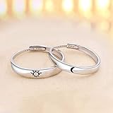 Beydodo 925 Sterling Silver Anniversary Ring Adjustable Matching Rings Sun And Moon I Love You Ring Promise