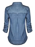 Design by Olivia Women's Classic Long/Roll Up Sleeve Button Down Denim Chambray Shirt Medium Denim L