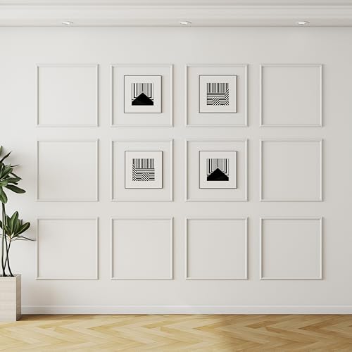 Colingmill 12 Set Accent Wall Molding Kit Premade Wainscoting Panels Wall Molding Peel and Stick Panel White Pre Cut Trim for Walls Picture Frame Molding for Home Decoration(20 x 20 Inch)