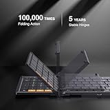 ProtoArc Foldable Bluetooth Keyboard, XK01 Folding Wireless Portable Keyboard with Numeric Keypad, Full-Size Travel Keyboard for iPad Tablet Smartphone Laptop PC Windows iOS Android, Black