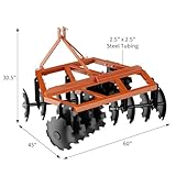 GarveeTech Disc Harrow Plow 5 FT Fits for Tractor, 3 Point Fixation, 16 inch otched Discs, Attachments Disc Harrow for Field, disc Harrow, Disk plow