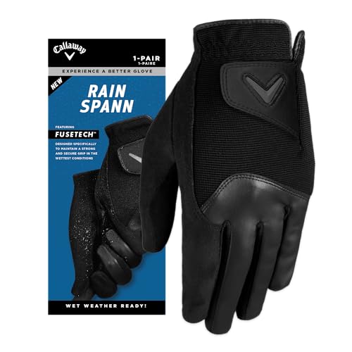 Callaway Golf Rain Spann Glove (Black, Standard, X-Large, Worn on Both Hands)