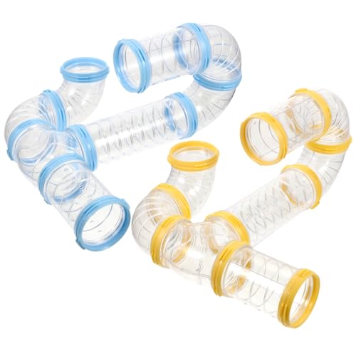 Ipetboom Hamster Tunnels and Tubes, 2-Pack Transparent Hamster Tube Toy DIY Cage Connection Tunnels, Creative External Pipes for Mouse Rat and Other Small Animal