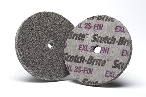 3M Scotch-Brite EXL Unitized Wheel - 2S Fine Grit Silicon Carbide - Metal Deburring, Finishing and Polishing Wheel - 3 in, 40 Count