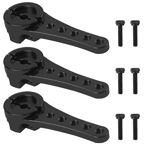 Vgoohobby 3Pack Aluminum 25T Servo Horn Long Steering Servo Arm Compatible with Futaba Savox Power HD Xcore 1/8 1/10 TRX4 SCX10 RC Crawler (Black)
