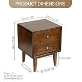 Towood Lifee Night Stand, Midcentury Modern Solid Wood Nightstand, Durable Bedside Tables with 2 Drawer, Oak Bedroom Nightstand, 19.68 H x 15.75 W x 13.78 D Inches (Walnut)