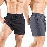 Gaglg Men's 5" Running Shorts 2 Pack Quick Dry Athletic Workout Gym Shorts with Zipper Pockets Black/Dark Grey,Large