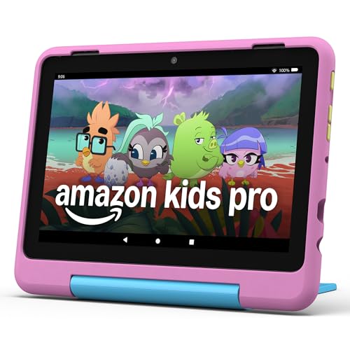 Amazon Fire HD 8 Kids Pro tablet (newest model), ages 6-12. Bright 8" HD screen, includes ad-free content, parental controls, 13-hr battery, slim case for older kids, 32GB, Jungle Cat