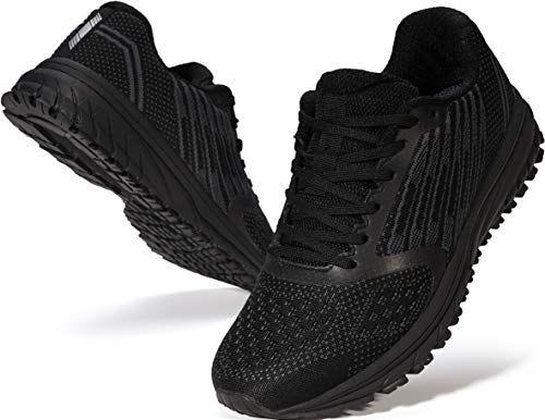 Joomra Whitin Men's Running Sneakers Walking Workout Gym Jogging Shoes Size 10 Black Casual Knit Trekking Treadmill Athletic Male Runny Tennis Comfortable Footwear 44