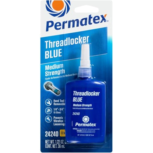 Permatex 24240 Threadlocker Blue Medium Strength,Thread Lock & Screw Glue for Bolts Nuts & Fasteners to Prevent Loosening & Corrosion, Removable with Hand Tools 36 ml