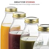 Bormioli Rocco Quattro Stagioni Glass Milk Bottle 33.75, 4 Pack, Clear